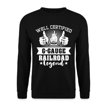 Chemin de fer de jardin Voie G Modèle de chemin de fer - Sweat-shirt Unisexe - noir - Devant - Alina (178cm) & Michal (187cm)
