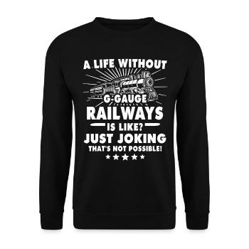 Chemin de fer miniature de jardin Voie G - Sweat-shirt Unisexe - noir - Devant - Alina (178cm) & Michal (187cm)