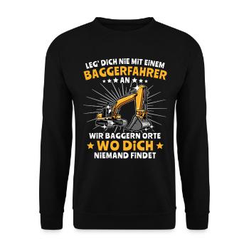 Baggerfuehrer Baggerfahrer - Unisex Pullover - Schwarz - Vorne - Alina (178cm) & Michal (187cm)