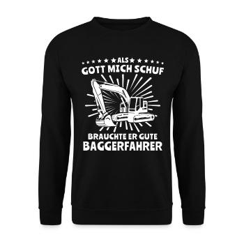 Baggerfahrer Bagger - Unisex Pullover - Schwarz - Vorne - Alina (178cm) & Michal (187cm)