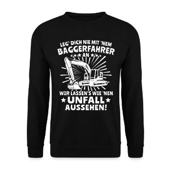 Baggerfahrer Bagger - Unisex Pullover - Schwarz - Vorne - Alina (178cm) & Michal (187cm)