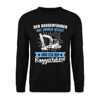 Baggerfahrer Baggerführer - Unisex Pullover - Schwarz - Vorne - Alina (178cm) & Michal (187cm)