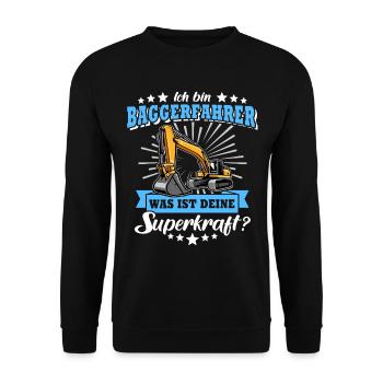 Baggerführer Bagger Baggerfahrer - Unisex Pullover - Schwarz - Vorne - Alina (178cm) & Michal (187cm)