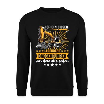 Baggerfuehrer Baggerfahrer - Unisex Pullover - Schwarz - Vorne - Alina (178cm) & Michal (187cm)