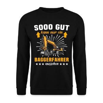 Baggerfahrer Bagger - Unisex Pullover - Schwarz - Vorne - Alina (178cm) & Michal (187cm)