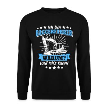 Baggerfahrer Bagger - Unisex Pullover - Schwarz - Vorne - Alina (178cm) & Michal (187cm)