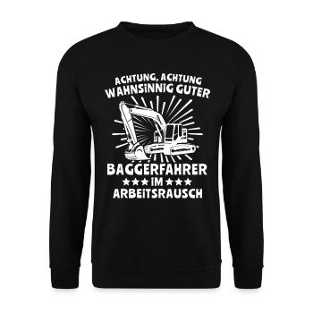 Baggerfahrer Bagger - Unisex Pullover - Schwarz - Vorne - Alina (178cm) & Michal (187cm)