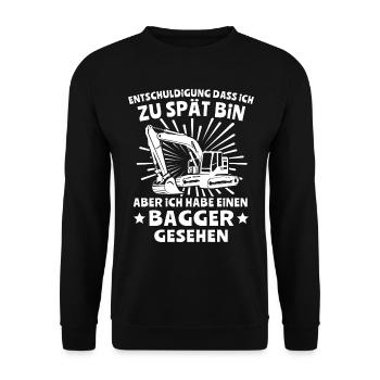 Baggerfahrer Bagger - Unisex Pullover - Schwarz - Vorne - Alina (178cm) & Michal (187cm)