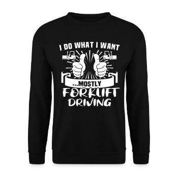 Forklift driver Forklift - Unisex Sweatshirt - black - Front - Alina (178cm) & Michal (187cm)