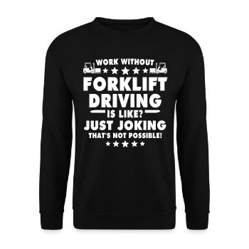 Staplerfahrer Stapler - Unisex Pullover - Schwarz - Vorne - Alina (178cm) & Michal (187cm)