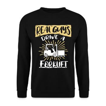Chariot élévateur à fourche - Sweat-shirt Unisexe - noir - Devant - Alina (178cm) & Michal (187cm)