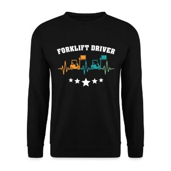 Chariot élévateur à fourche - Sweat-shirt Unisexe - noir - Devant - Alina (178cm) & Michal (187cm)