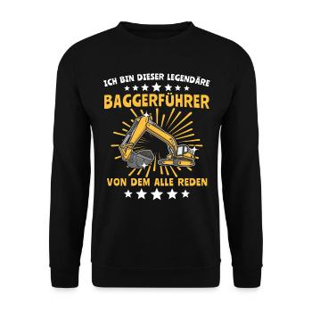 Baggerführer Baggerfahrer - Unisex Pullover - Schwarz - Vorne - Alina (178cm) & Michal (187cm)