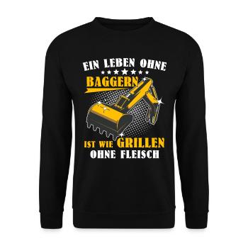Baggerführer Baggerfahrer - Unisex Pullover - Schwarz - Vorne - Alina (178cm) & Michal (187cm)