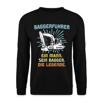 Baggerführer Baggerfahrer - Unisex Pullover - Schwarz - Vorne - Alina (178cm) & Michal (187cm)