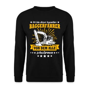 Opérateur de pelle Conducteur de pelle - Sweat-shirt Unisexe - noir - Devant - Alina (178cm) & Michal (187cm)