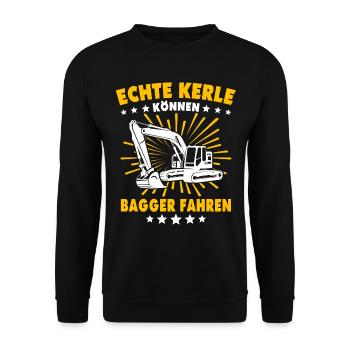 Baggerführer Bagger Baggerfahrer - Unisex Pullover - Schwarz - Vorne - Alina (178cm) & Michal (187cm)