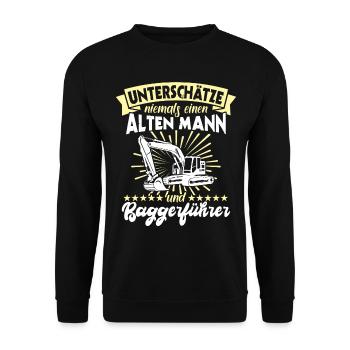 Baggerführer Bagger Baggerfahrer - Unisex Pullover - Schwarz - Vorne - Alina (178cm) & Michal (187cm)