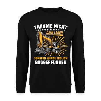Baggerführer Bagger Baggerfahrer - Unisex Pullover - Schwarz - Vorne - Alina (178cm) & Michal (187cm)
