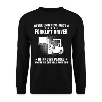 Stapler Staplerfahrer - Unisex Pullover - Schwarz - Vorne - Alina (178cm) & Michal (187cm)