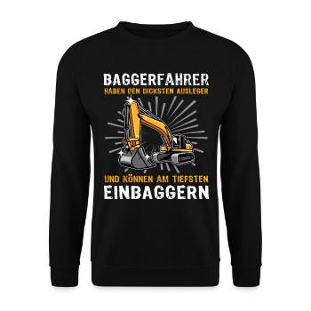 Bagger Baggerfahrer - Unisex Pullover - Schwarz - Vorne - Alina (178cm) & Michal (187cm)