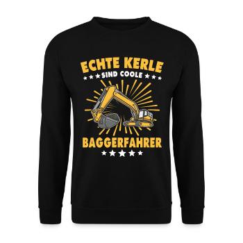 Bagger Baggerfahrer - Unisex Pullover - Schwarz - Vorne - Alina (178cm) & Michal (187cm)