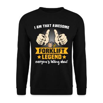 Stapler Gabelstapler - Unisex Pullover - Schwarz - Vorne - Alina (178cm) & Michal (187cm)