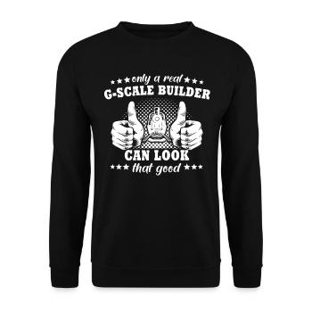 Spur G Modelleisenbahn Gartenbahn - Unisex Pullover - Schwarz - Vorne - Alina (178cm) & Michal (187cm)