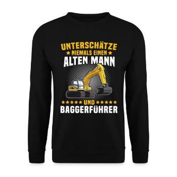 Baggerfahrer Bagger - Unisex Pullover - Schwarz - Vorne - Alina (178cm) & Michal (187cm)