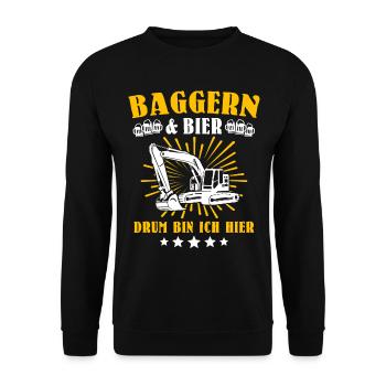 Baggerfahrer Bagger - Unisex Pullover - Schwarz - Vorne - Alina (178cm) & Michal (187cm)