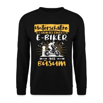 Büsum Ebike Büsumer Ebiker - Unisex Pullover - Schwarz - Vorne - Alina (178cm) & Michal (187cm)