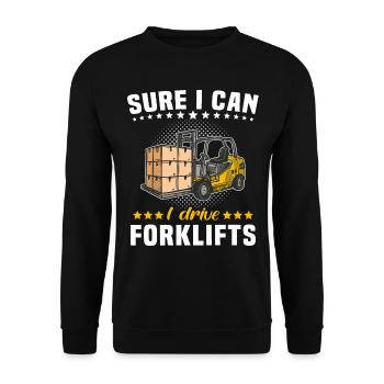 Stapler Staplerfahrer - Unisex Pullover - Schwarz - Vorne - Alina (178cm) & Michal (187cm)