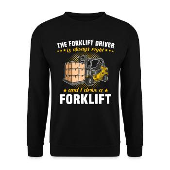 Le chariot élévateur est le conducteur de chariot élévateur droit - Sweat-shirt Unisexe - noir - Devant - Alina (178cm) & Michal (187cm)