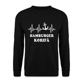 Hamburg EKG Hamburger Herzlinie - Unisex Pullover - Schwarz - Vorne - Alina (178cm) & Michal (187cm)