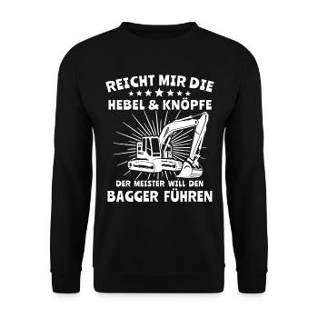 Baggerfahrer Bagger - Unisex Pullover - Schwarz - Vorne - Alina (178cm) & Michal (187cm)