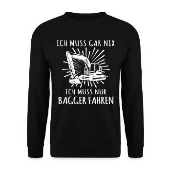 Baggerfuehrer Baggerfahrer - Unisex Pullover - Schwarz - Vorne - Alina (178cm) & Michal (187cm)