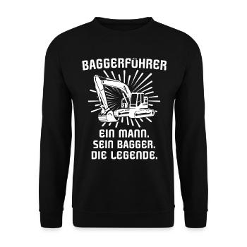 Baggerfuehrer Baggerfahrer - Unisex Pullover - Schwarz - Vorne - Alina (178cm) & Michal (187cm)