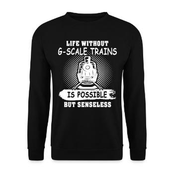 Garteneisenbahn Modellbahn Spur G - Unisex Pullover - Schwarz - Vorne - Alina (178cm) & Michal (187cm)