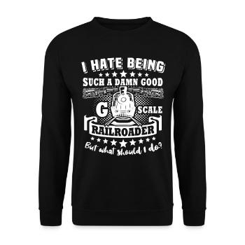 Garteneisenbahn Modellbahn Spur G - Unisex Pullover - Schwarz - Vorne - Alina (178cm) & Michal (187cm)