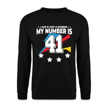 Age is just a number – 41st birthday - Unisex Sweatshirt - black - Front - Alina (178cm) & Michal (187cm)