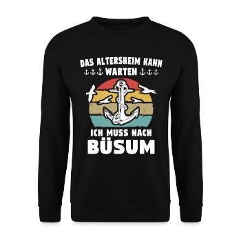 Büsumer Sprüche Büsum - Unisex Pullover - Schwarz - Vorne - Alina (178cm) & Michal (187cm)