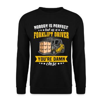 Gabelstapler Staplerfahrer Stapler - Unisex Pullover - Schwarz - Vorne - Alina (178cm) & Michal (187cm)