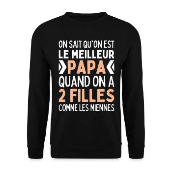 On Est Le Meilleur Papa 2 Filles Comme Les Miennes - Sweat-shirt Unisexe - noir - Devant - Alina (178cm) & Michal (187cm)