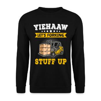 Gabelstapler Staplerfahrer Stapler - Unisex Pullover - Schwarz - Vorne - Alina (178cm) & Michal (187cm)
