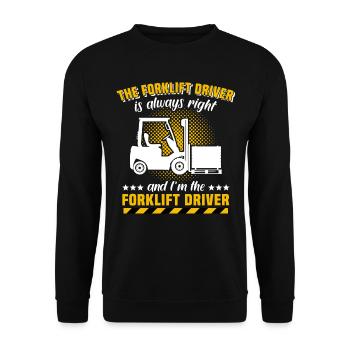 Gabelstapler Staplerfahrer Stapler - Unisex Pullover - Schwarz - Vorne - Alina (178cm) & Michal (187cm)