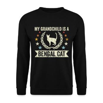 Mein Enkelkind Ist Eine Bengalkatze - Unisex Pullover - Schwarz - Vorne - Alina (178cm) & Michal (187cm)