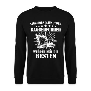 Baggerführer Bagger Baggerfahrer - Unisex Pullover - Schwarz - Vorne - Alina (178cm) & Michal (187cm)