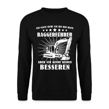 Baggerführer Bagger Baggerfahrer - Unisex Pullover - Schwarz - Vorne - Alina (178cm) & Michal (187cm)
