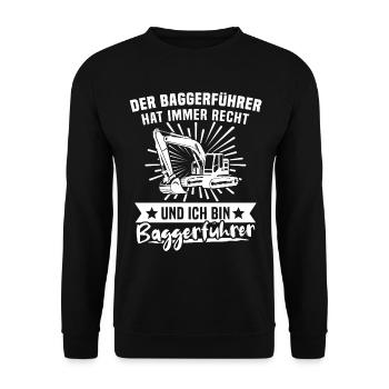 Baggerführer Bagger Baggerfahrer - Unisex Pullover - Schwarz - Vorne - Alina (178cm) & Michal (187cm)