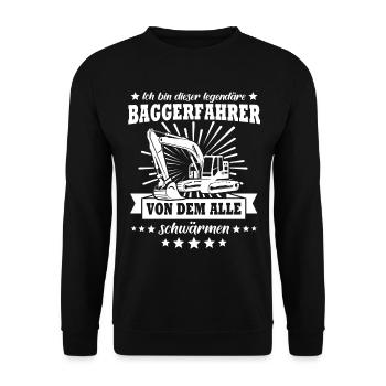 Baggerführer Bagger Baggerfahrer - Unisex Pullover - Schwarz - Vorne - Alina (178cm) & Michal (187cm)